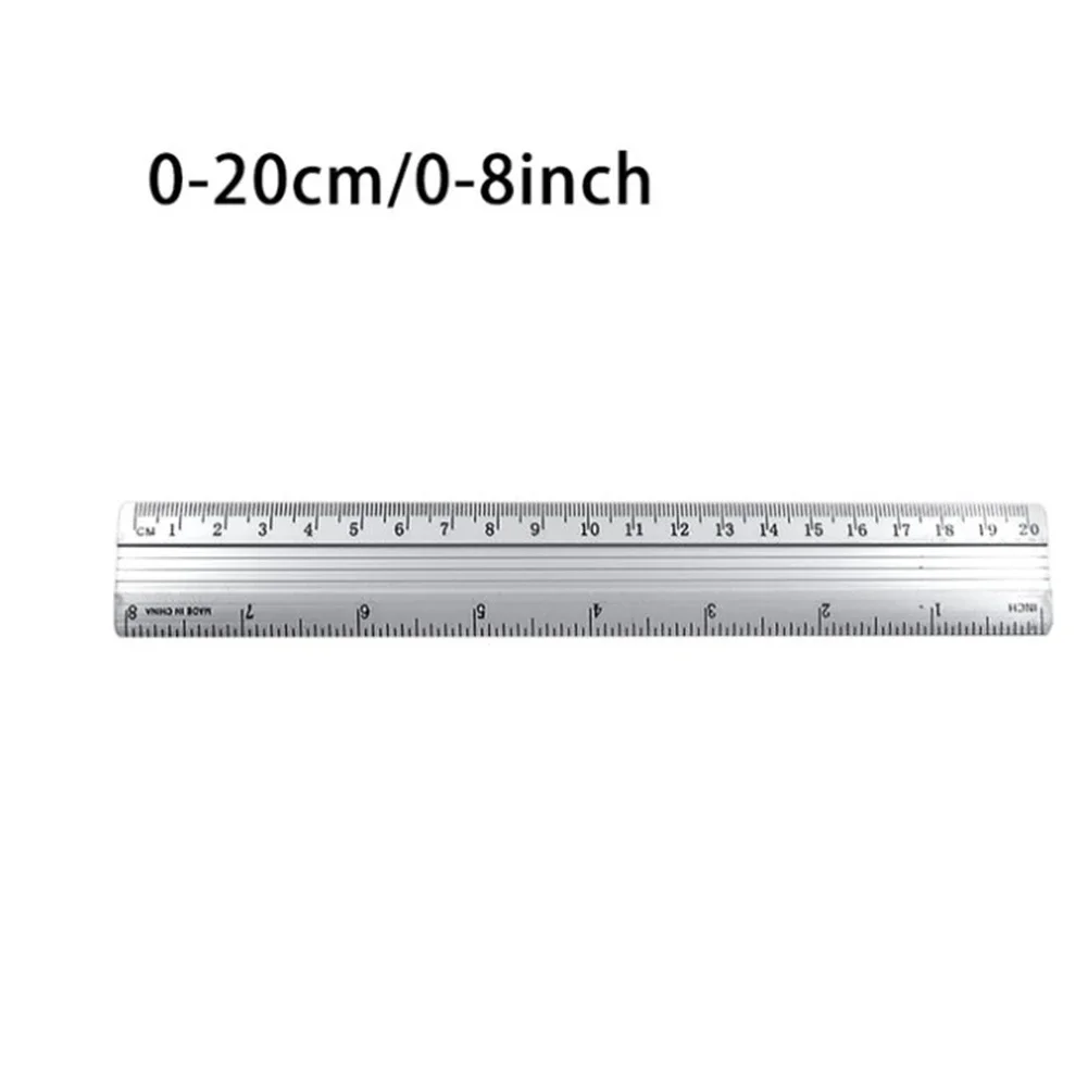 High Quality 1Pc Aluminum Alloy Measuring Tapes Handle Tools Ruler 15cm/20cm/30cm 1Pc Aluminum Alloy Silver Straight Ruler