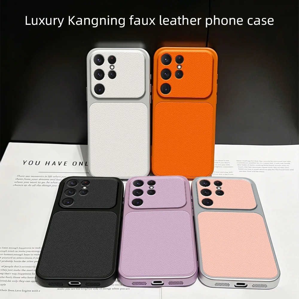 For Samsung Galaxy S21 Ultra 5G Case S22 Ultra Cover S23 S24 S25 S26 Ultra Leather Case Luxury Lens Protection CaseProtect Matte