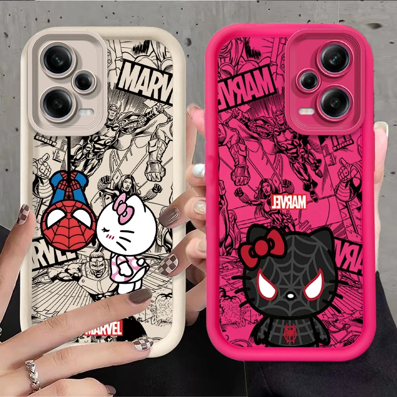 Marvel Spider Man Cat Phone Case For Xiaomi Redmi Note 13 12 11 Pro Plus 12S 11S 10S 10 9 9S 8 12C 13C Soft Silicone Matte Cover