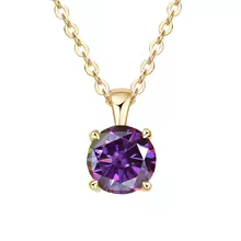 Classic Yellow Gold Cubic Zirconia Pendant 18K Silver Plated - Gold Purplish Red