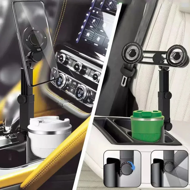Magnetic Phone Holder for Car Desk Foldable Universal Stand with Cup Holder Base Strong Magnet Mobile Phone Accessories
