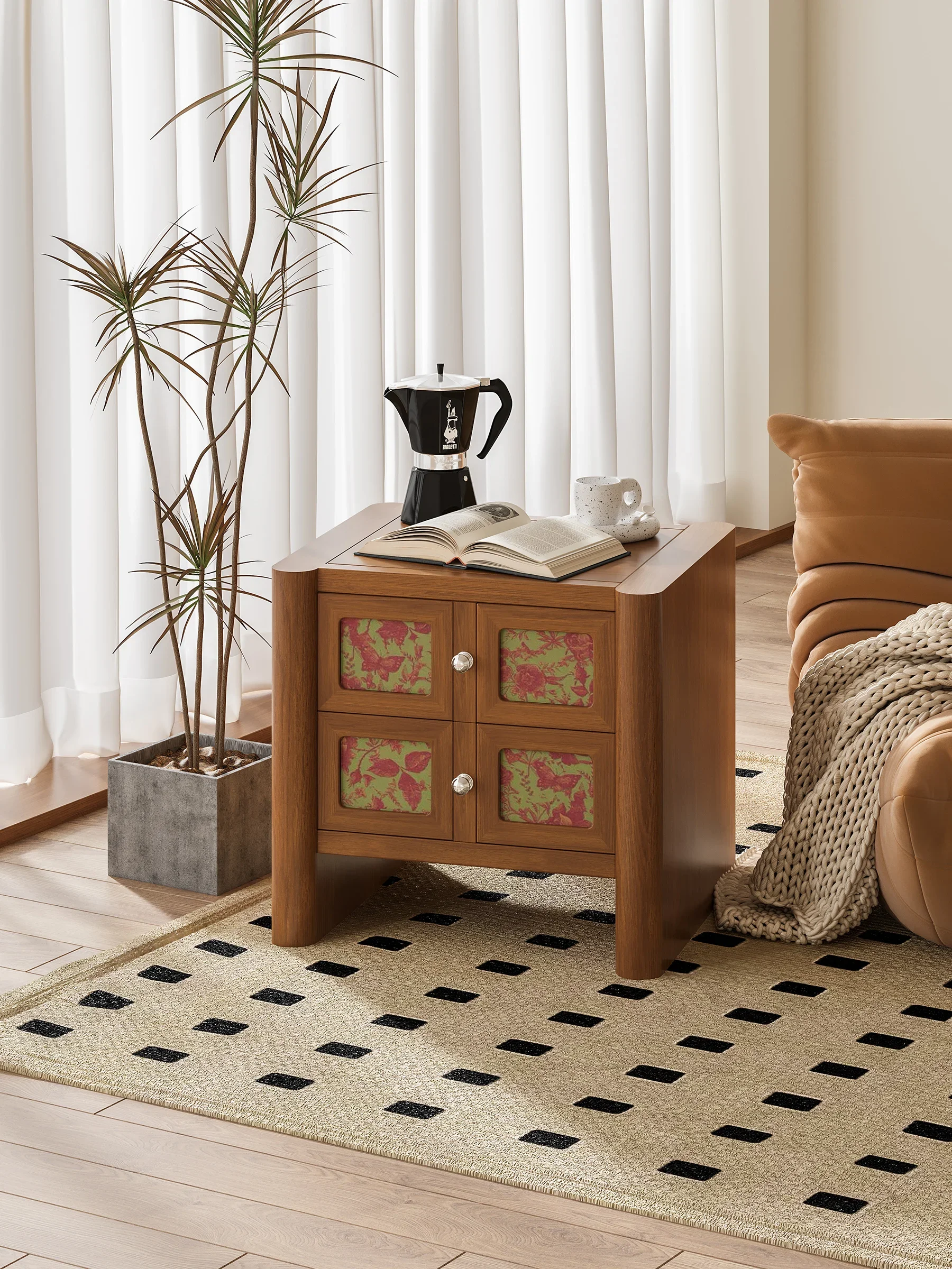 سجل طاولة السرير القديمة على الطراز الرعوي الفرنسي، طاولة بجانب السرير فاخرة وخفيفة الوزن وغرفة النوم وخزانة الصدر ذات درج مزدوج #2