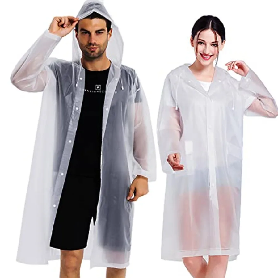 

COOY Rain Coats 2 Pack - Reusable EVA Rain Ponchos For Adults Rain Jackets Raincoats For Men Women