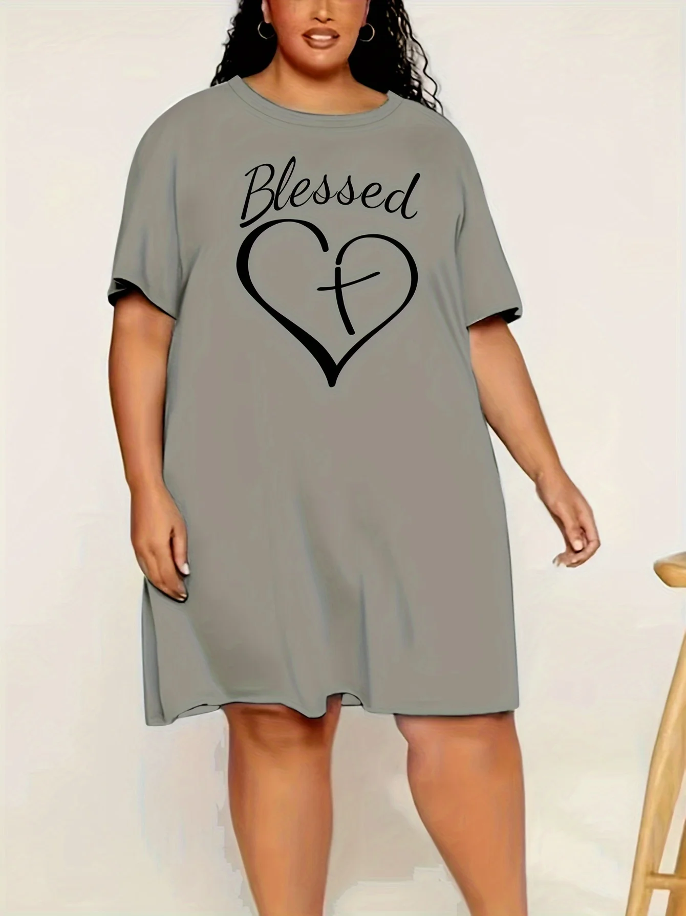 Luźna odzież domowa damska Plus Size koszula nocna z nadrukiem 3D z krótkim rękawem t-shirty długie topy mikro rozciągliwe sukienki