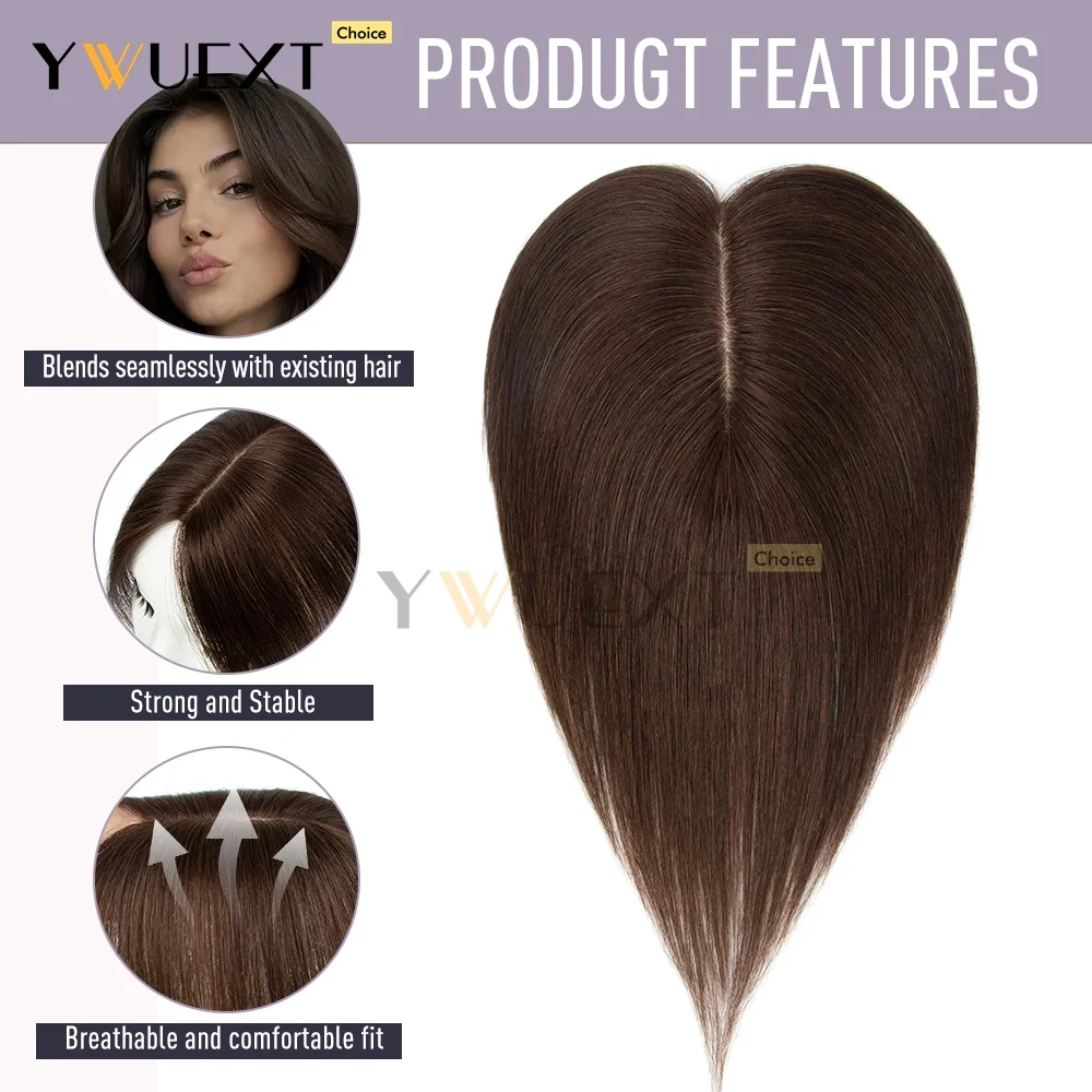 4X13Cm Base Net Human Hair Topper, Breathable Base for Hair Loss, Natural Middle Part Fits All Face Shapes Easy Wear 10inches
