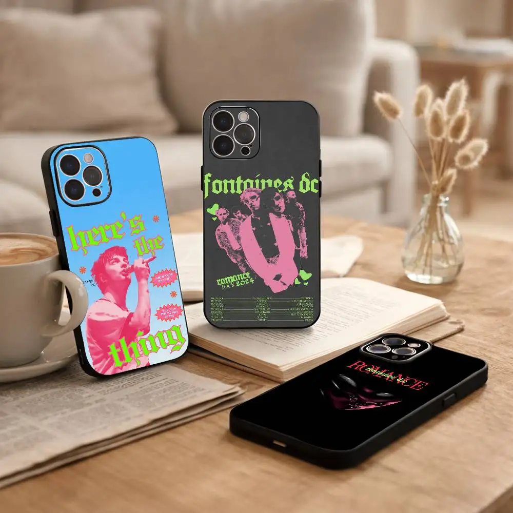 

F-Fontaines DC R-Romance Phone Case For iPhone17 16 15 14 13 12 11 Pro Max Plus,5G Soft Black Case