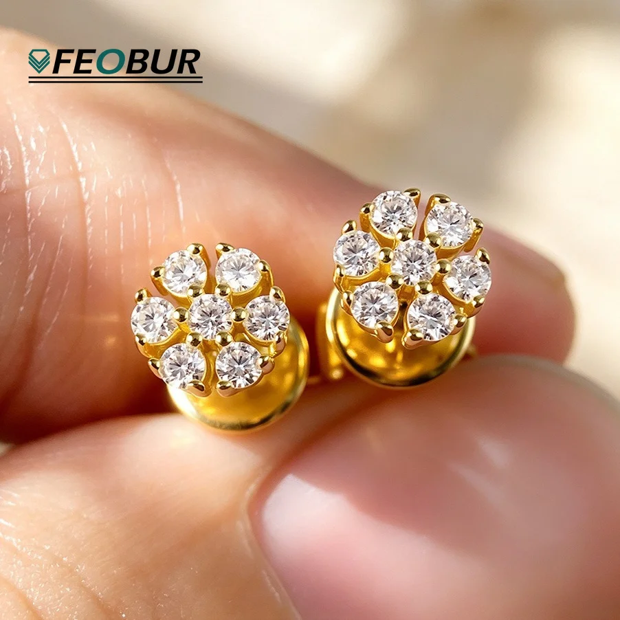 

5mm Moissanite Stud Earrings for Women Man 925 Sterling Silver Full 1.5mm Diamond Cluster Ear Studs Tiny Size Trend Jewelry