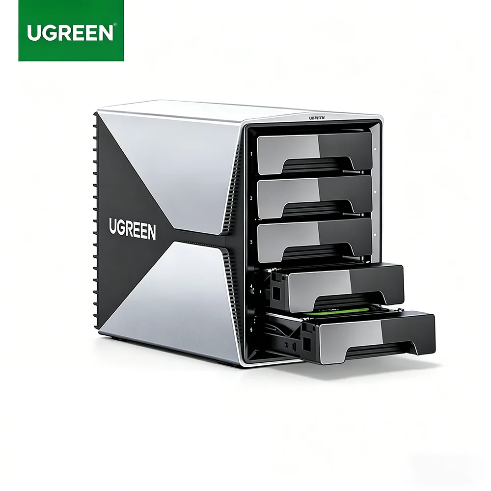 

UGREEN 5 Bay External Hard Drive Enclosure No RAID SATA to USB C 5Gbps Power Adapter Support 160TB for 2.5/3.5 HDD SSD