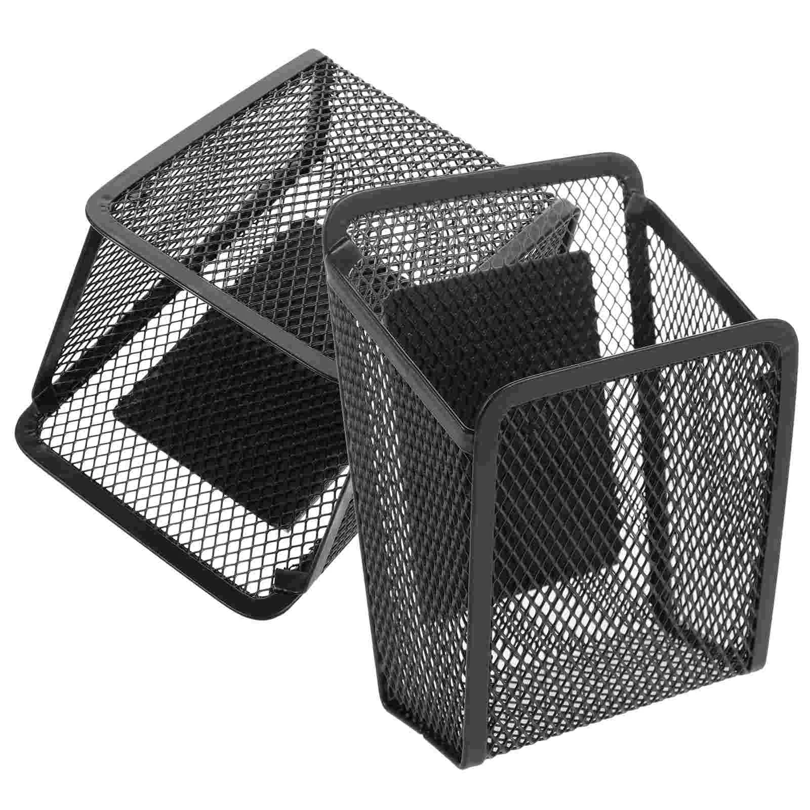

2 Pcs Storage Basket Pen Holder Cup Magnets Locker Pencil Office Supplies Magnetic for Fridge Holders Iron Metal