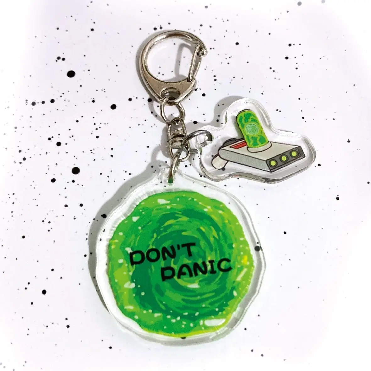 Generic Double Charms Acrylic Keychain Sci Fi Portal Pattern Key Ring Clear Printed Backpack Bag Pendant Portable Key Holder