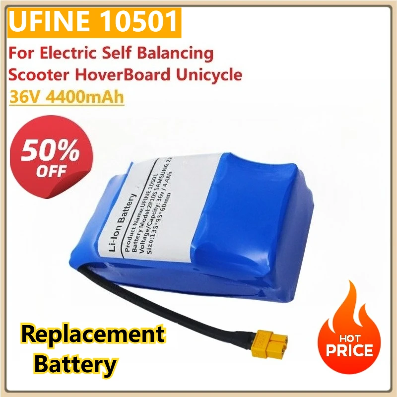 

UFINE 10501 36V 4400mAh Packs Rechargeable Lithium Ion Battery for Electric Self Balancing Scooter HoverBoard Unicycle