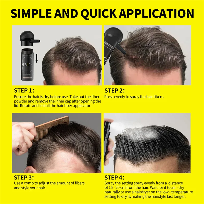 Hair Building Fiber Set Cover Sparse Hair Bald Spots Hair Loss Fiber Refill Spray Hair Fiber Powder Applicator Hair Thinning