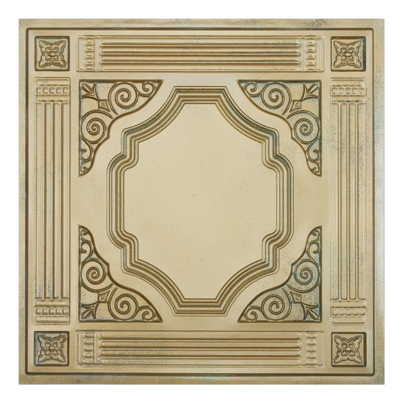 Reclaimed ceiling tiles Emboss interior wall panel for Public house PL65 Brass verdigris 10pcs