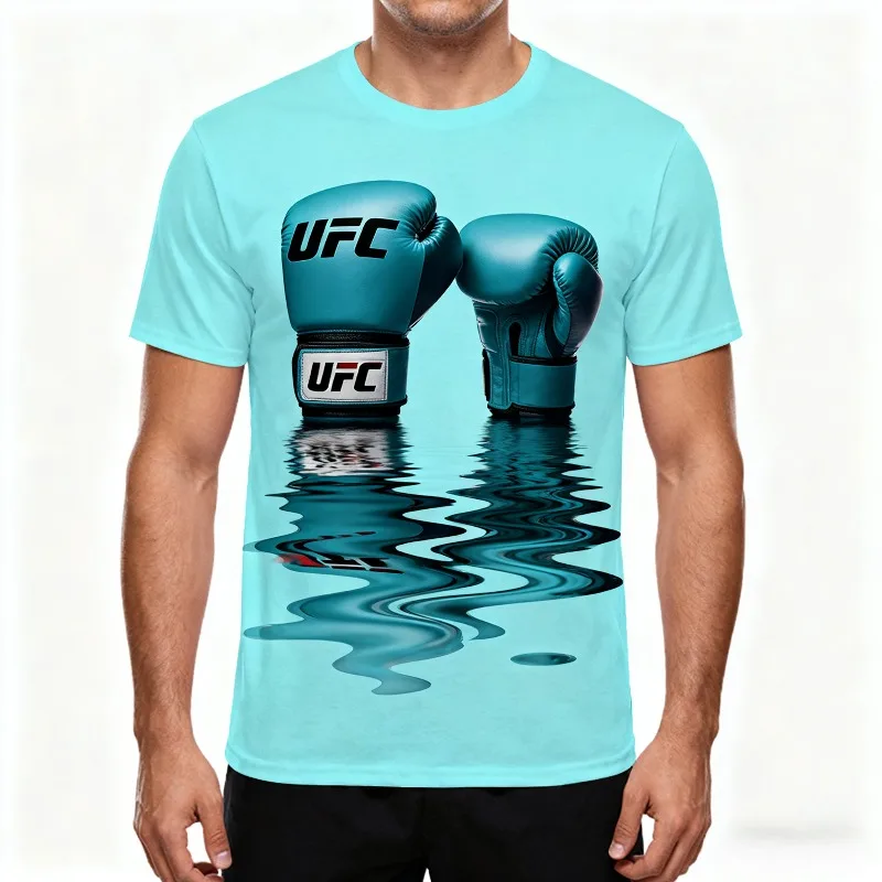 

MOTO-New 3D printed UFC men's summer round neck T-shirt top
