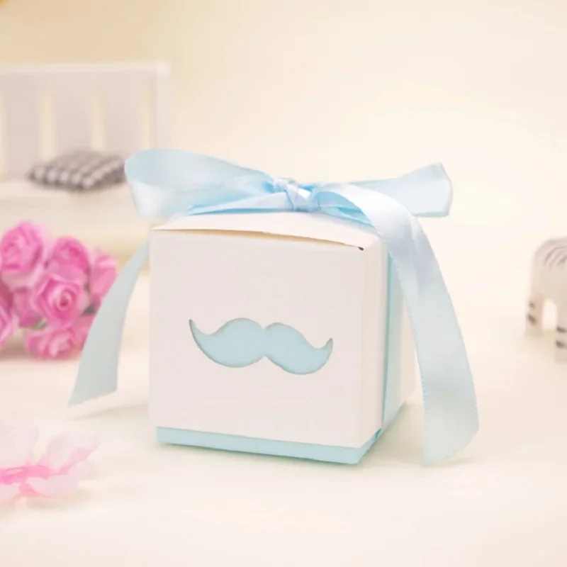 Moustache Gift Bag Small Boxes for Gifts Packaging Bags Square for Baby Shower Birthday Party Wedding Favor and Gift Box