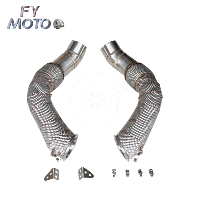 Exhaust Downpipe for BMW F10 M5 2012+ F13 M6 2012+ S63 engine with heat shield