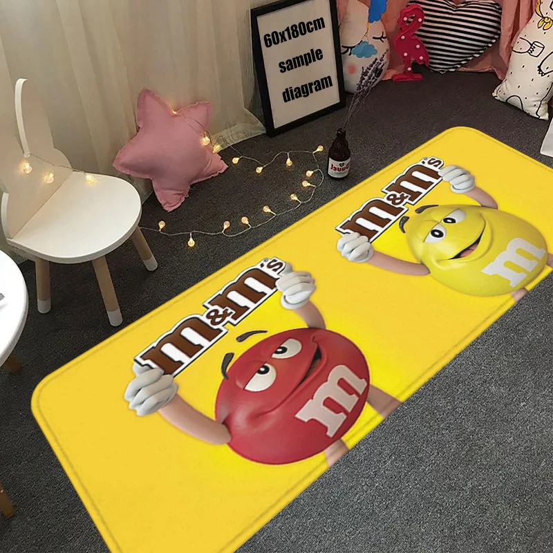 Kawaii Rug Living Room Carpet M&M Candy Snack Rugs Foot Carpets Entrance Doormat Floor Mats Anti Slip Mat Home Kitchen Hallway