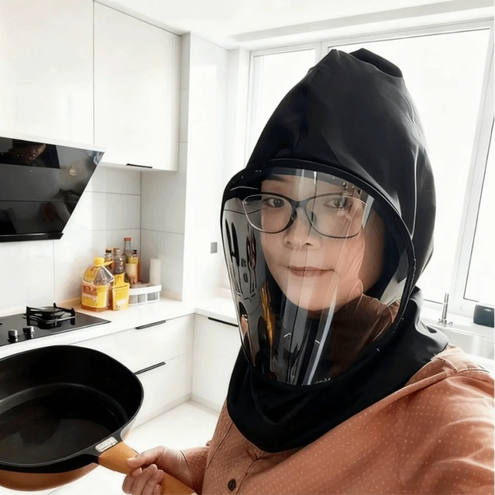 Splash Resistant Protective Mask Saliva-Proof Anti Oil Splash Head Mounted Mask Dust Proof Polyester Kitchen Hat