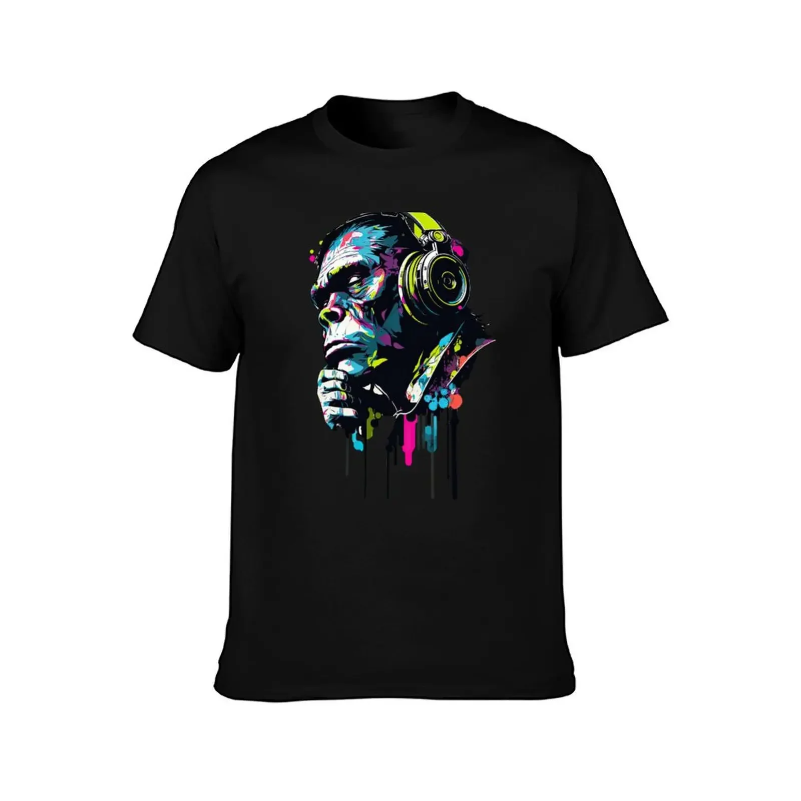 Monkey Thinker Music Lover art T-Shirt blanks customs oversized t shirts for men