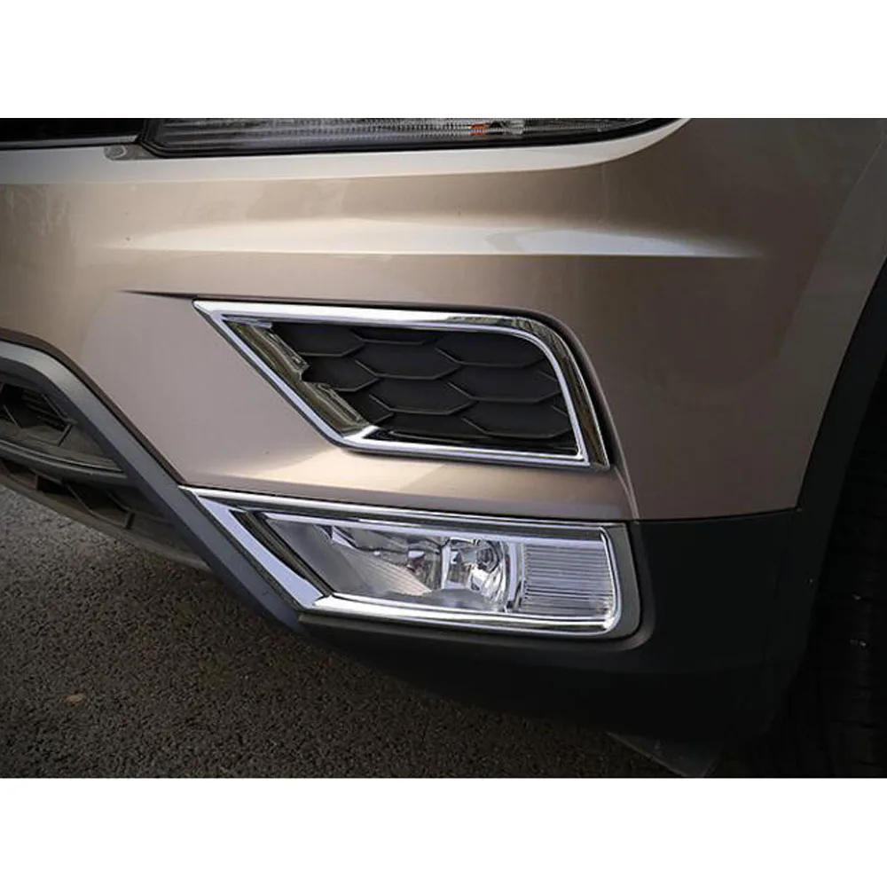 Car Head Front Fog Light Lamp Frame ABS Chrome Trim Panel Cover 2pcs For Volkswagen VW Tiguan L MK2 2016 2017 2018 2019 2020