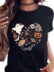 Halloween Doodles Shirt for Women Cute Vintage Graphic Tshirt Short Sleeve Tees Plus Size Women's T shirt Tops Fashion Clothing