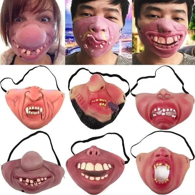 Zabawne lateksowe półmaski na twarz dla dorosłych Cosplay Humorystyczne elastyczne maski klauna Halloween Radość Rekwizyty Wydajność Dekoracja imprezowa