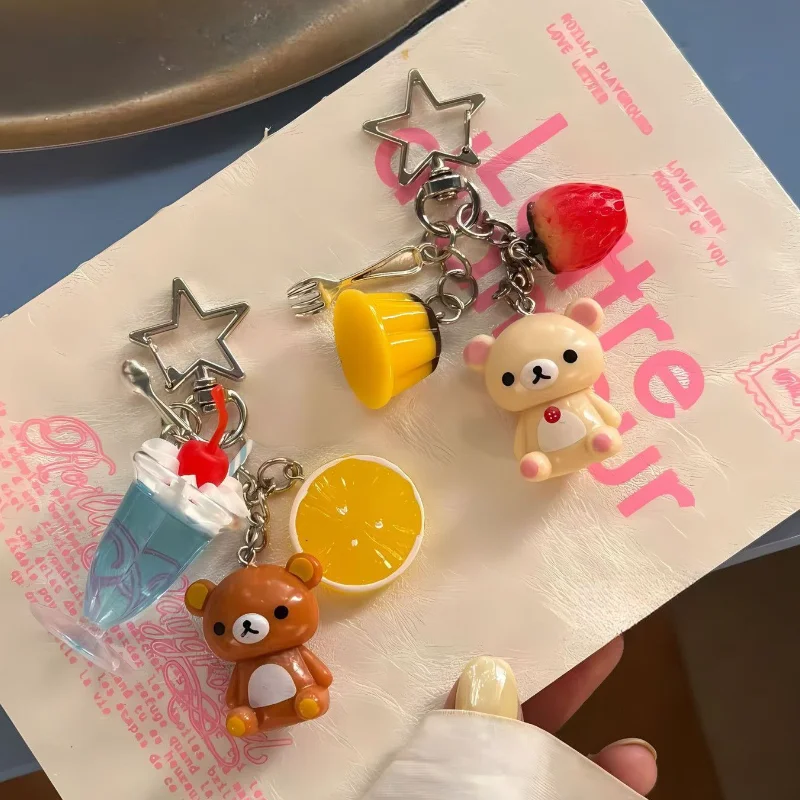 

Японский ретро брелок Rilakkuma с мультяшным медведем и сестрой, брелок для пары, милый школьный рюкзак для девочек, чехол для телефона, подвесной орнамент, подарок на вечеринку