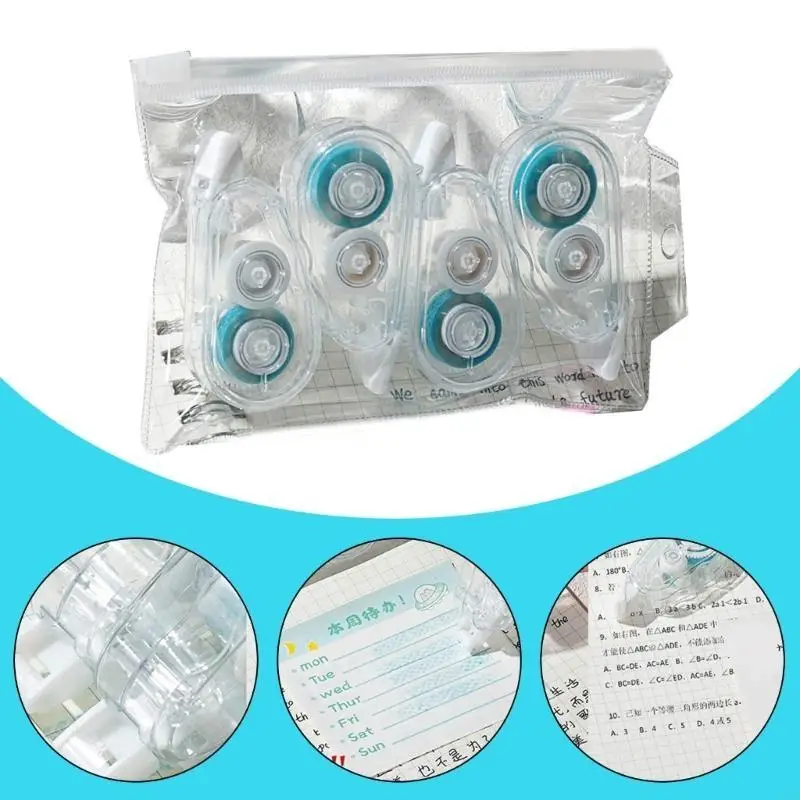 62KA 4 Pieces Adhesive Roller for Scrapbooking Double Sided Tape Roller Adhesive Tape School Office Journaling Supplies