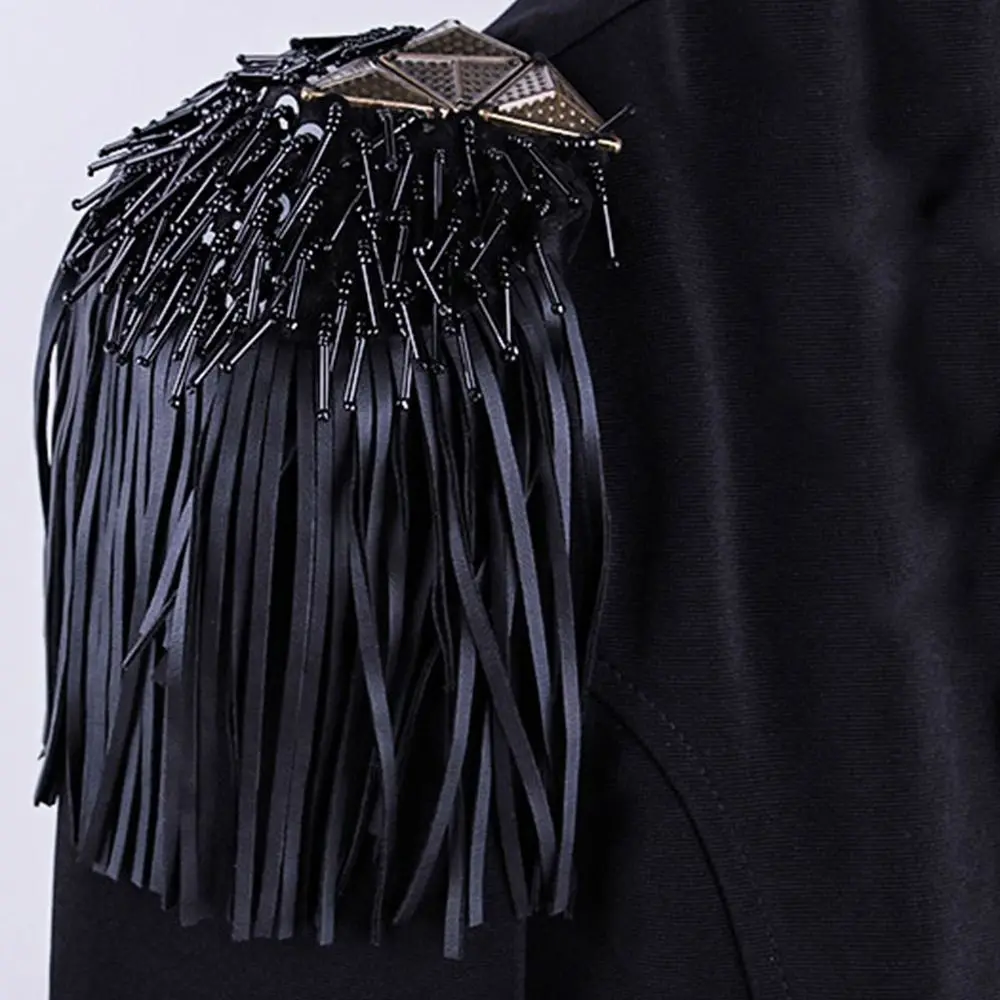 Bros DIY Klasik Perhiasan Bahu Rantai Panjang Kulit Tanda Pangkat Rumbai Manik-manik Halus Pria Wanita