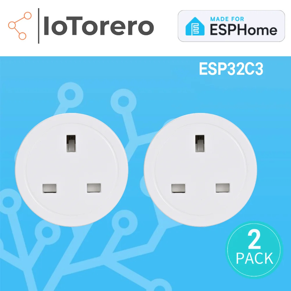 

IoTorero, 2 упаковки, сделанные для ESPHome ESP32C3, мониторинг потребления вилки Великобритании, 13 А, работает с домашним помощником
