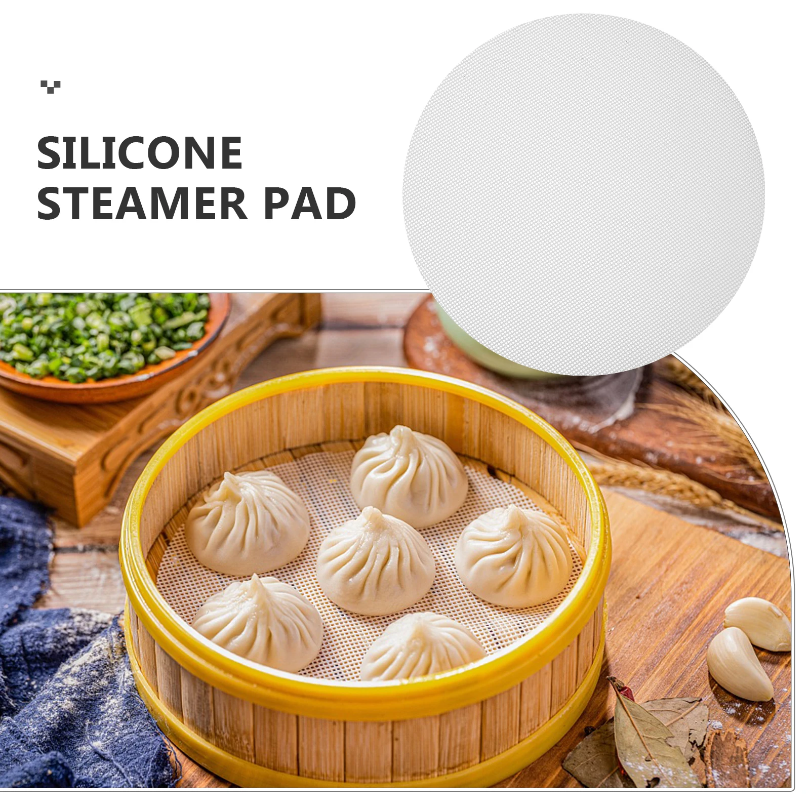 

6 Pcs Round Reusable Silicone Steamer Pad Non Stick Easy Clean Dumplings Dim Sum Rice Cake High Temp Kitchen Bar Supplies