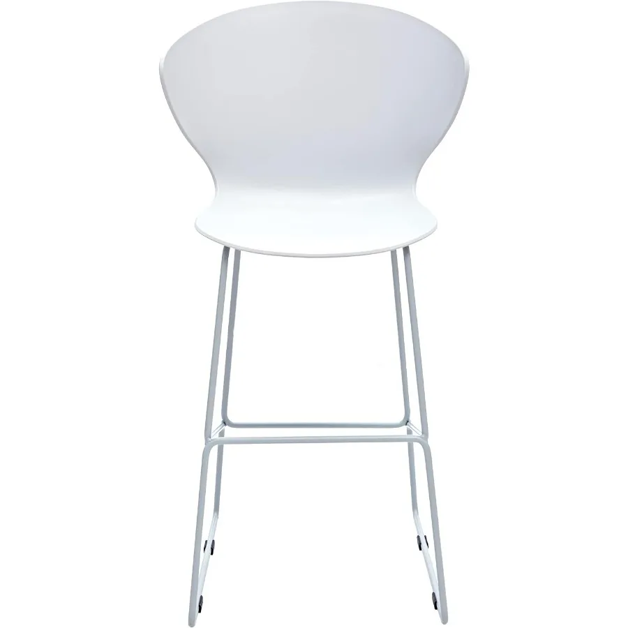 Midcentury polypropylene counter stool with metal legs for kitchen bar use, black, stackable and lightweight
