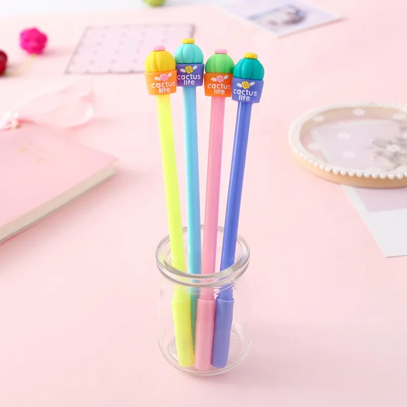 

50 шт., нейтральная ручка с милым кактусом, креативные канцелярские принадлежности для студентов, ручка для подписи, гелевые ручки 0,5 мм