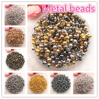 Risultati Dei monili di Diy 3-8mm Oro/Argento/Bronzo/Argento Borda il Tono di Metallo Liscia della Sfera del Distanziatore perline Per Monili Che Fanno