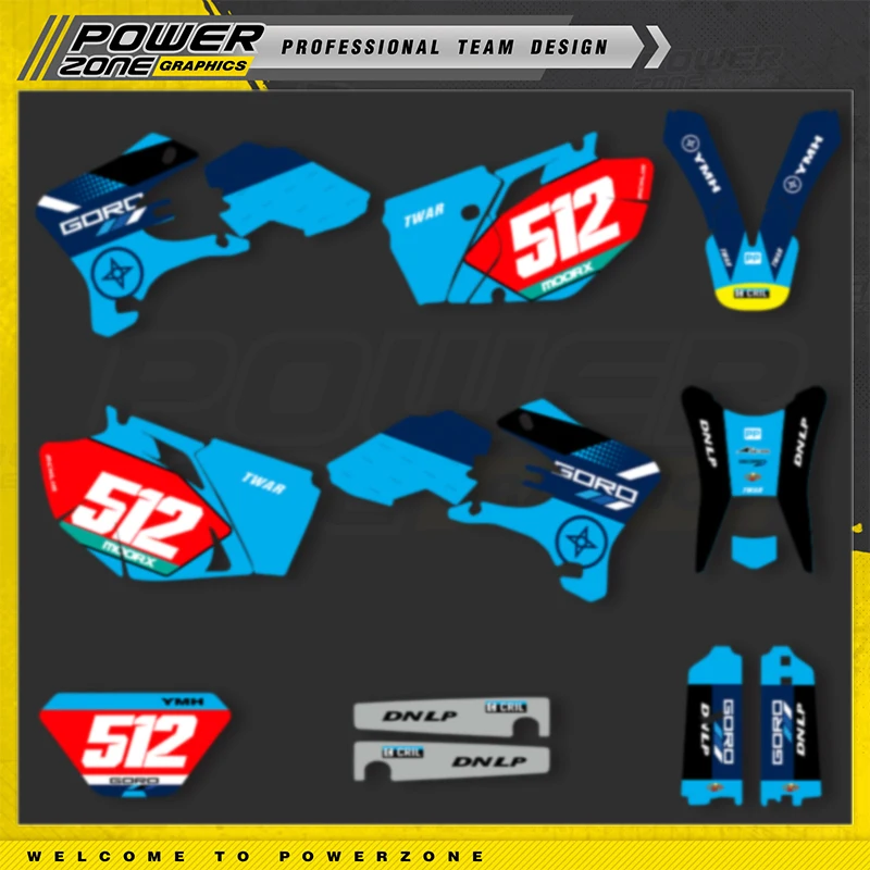 

PowerZone Custom Team Graphics Decals Stickers For YAMAHA WRF 250 450 2003 2004 2005 2006 WRF250 WRF450 Number Name Custom