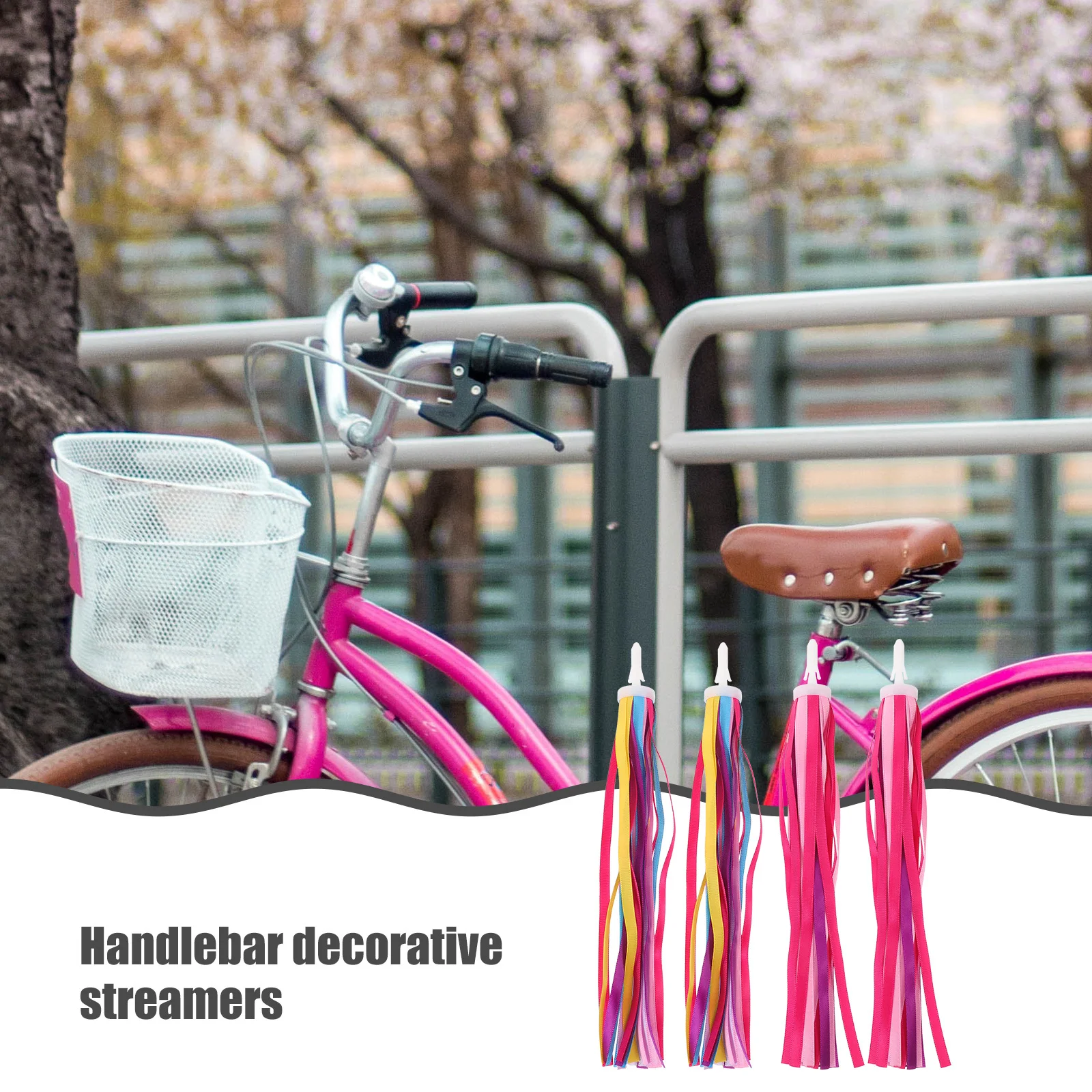 

2Pairs Colorful Bike Handlebar Streamers Tassel Ribbons Durable Plastic Resin for Bicycle Scooter Fun Decor Bike Accessory