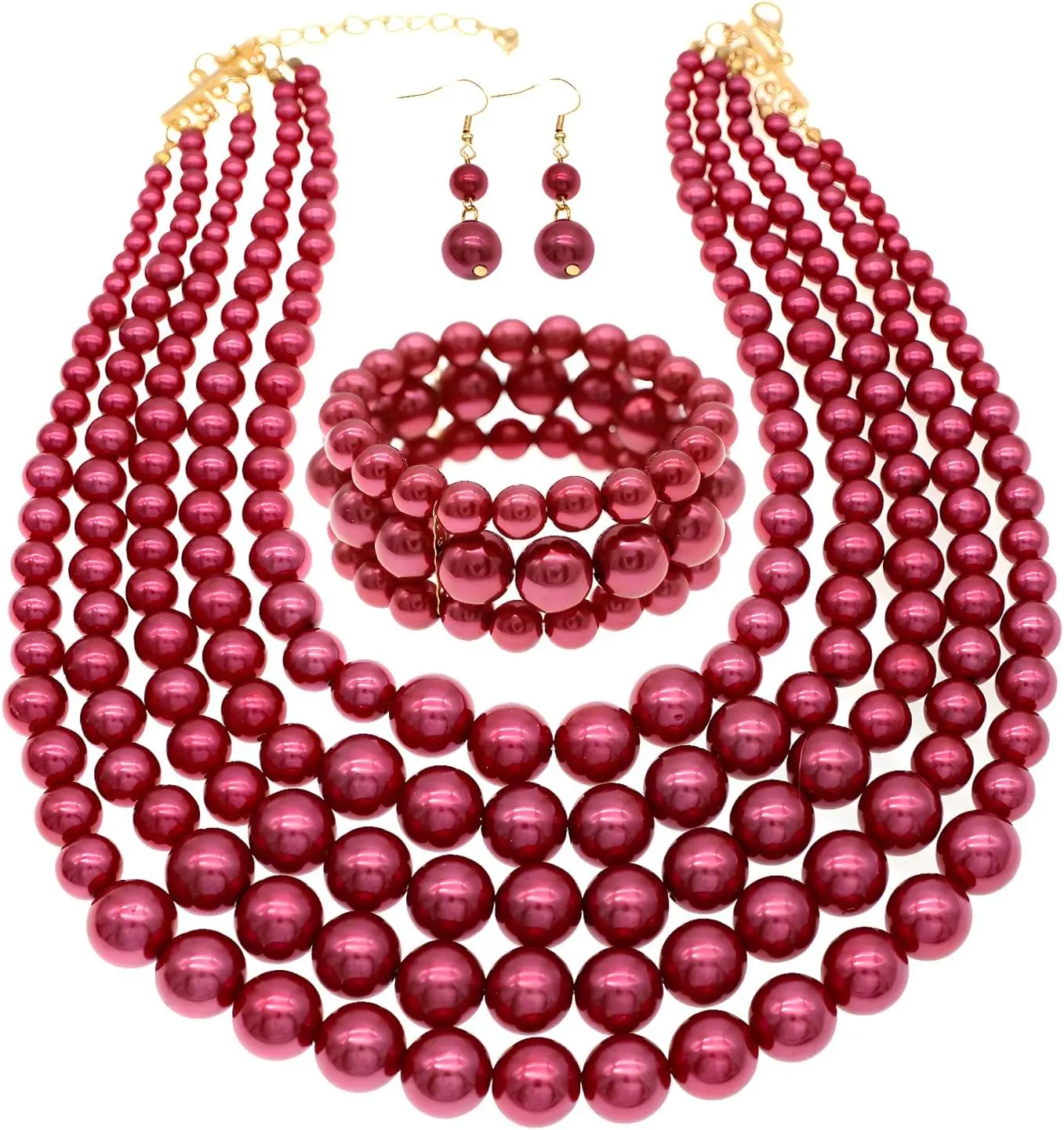 

Большое ожерелье Jnf из искусственного жемчуга для женщин, комплект из ожерелья, браслета и серег с жемчугом в стиле 1920-х годов, жемчужное ожерелье для костюмов.