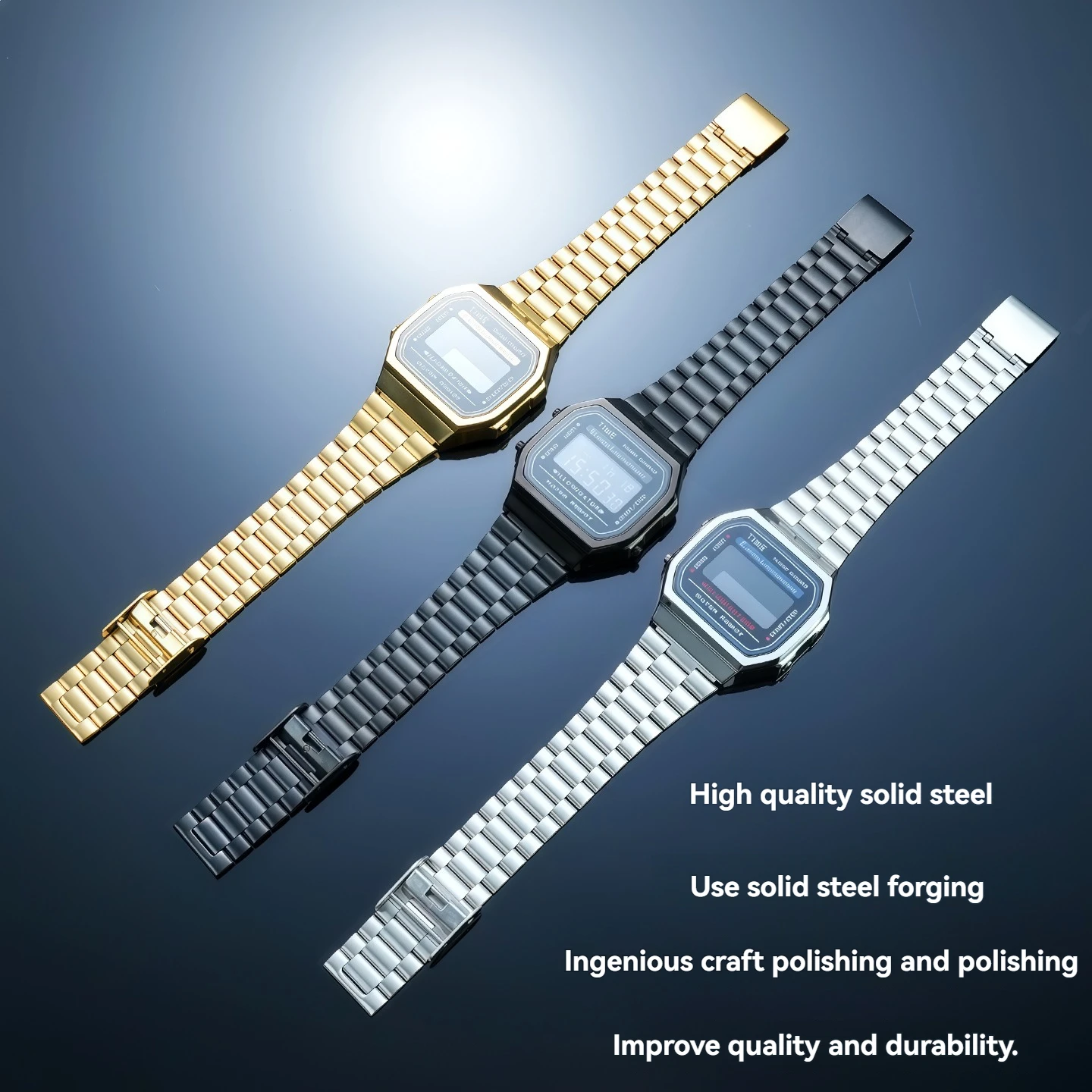 Upgraded Stainless Steel Mod Kit suitable for Casio A168WA 3298, Solid Metal Case Bracelet Replacement Watch Accessories