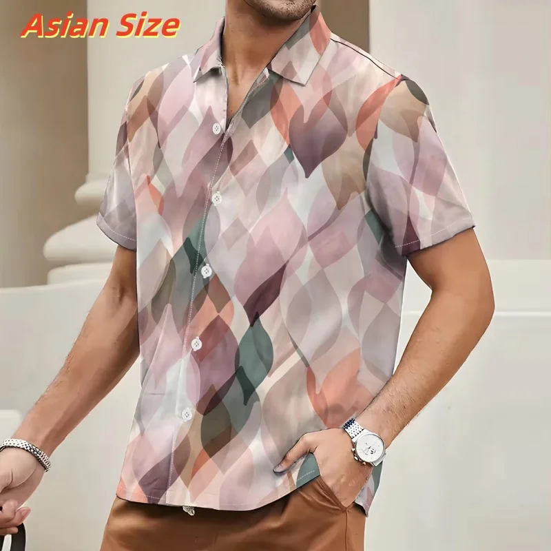 زهرة الهندسة نمط قميص هاواي صيفي للرجال الملونة المشارب ثلاثية الأبعاد مطبوعة قصيرة الأكمام الصيف ألوها قمصان التلبيب البلوزات بلايز