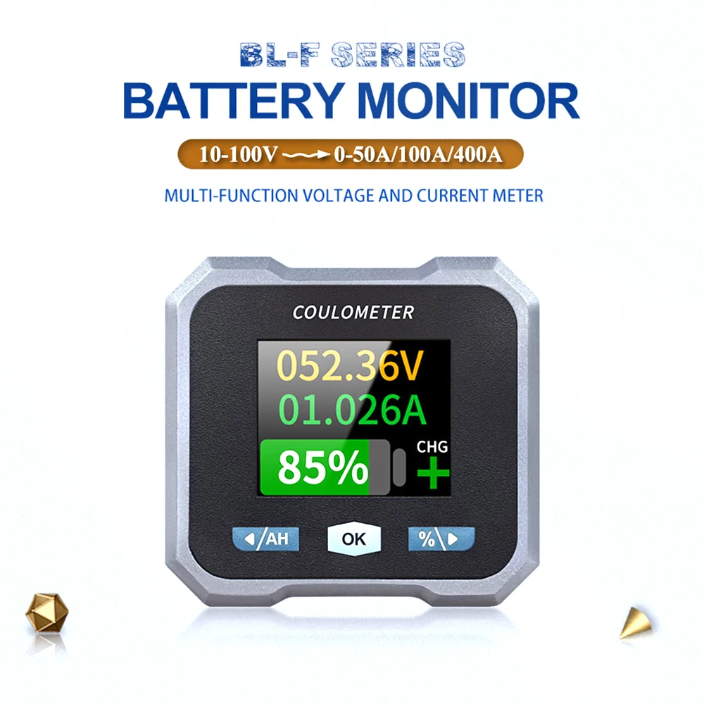 

Battery Monitor BL-F Series Inlay Type 10-100V Waterproof Coulomb Meter Battery Level Display Meter Voltage and Current Meter