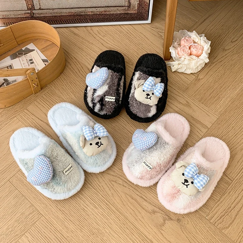 

Children Cotton Slippers for Girls 2025 Winter New Fashion Korean Style Soft Bottom Anti-slippery Versatile Outside Cute Shoes