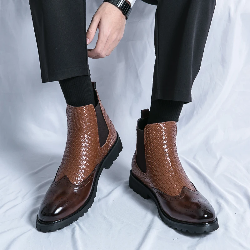 Bottes de rinçage de style britannique pour hommes, bottes courtes décontractées d'affaires, chaussures montantes d'hiver, nouveaux styles à la mode, marque classique