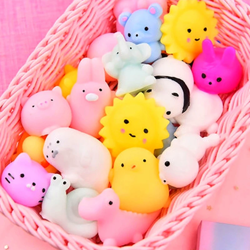 2/5/10Pcs Mini Animal Squishy Toy Squeeze Ball Toys Fidget Toys Pinch Kneading Toy Stress Reliever Toys Kid Party Favor