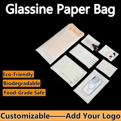 Glassine Paper Bags, Eco-Friendly Biodegradable Self-Adhesive, Durable Food Grade Safe, Customizable (exclude print)