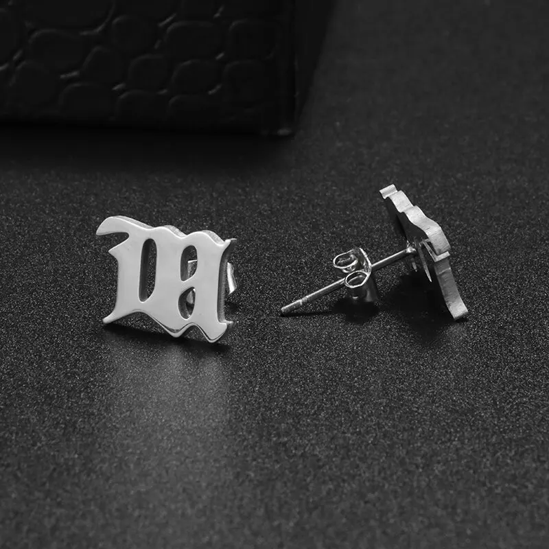 Fashion Silver Color Letter Hollow Stud Earrings Suitable for Women Punk Statement Earrings Women Hip Hop Party Jewelry Gifts