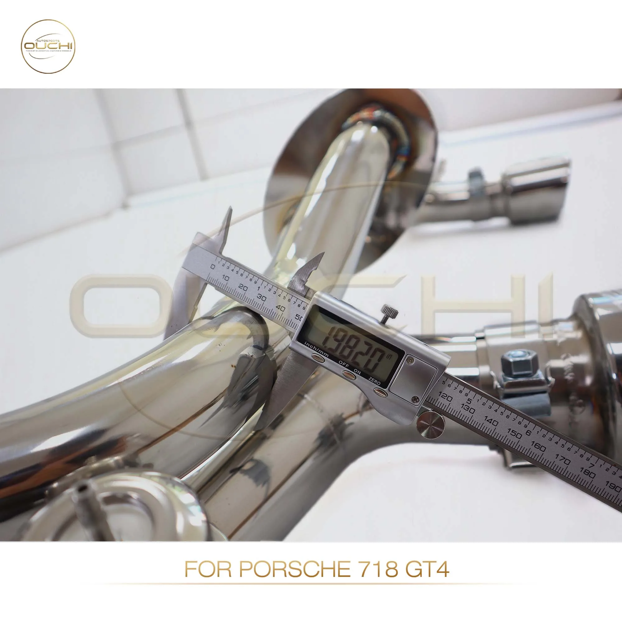 OUCHI عالي الأداء Catback لبورشه 718 GTS GT4 4.0L كاتم صوت عادم من الفولاذ المقاوم للصدأ مع نصائح صمام تفريغ تلقائي
