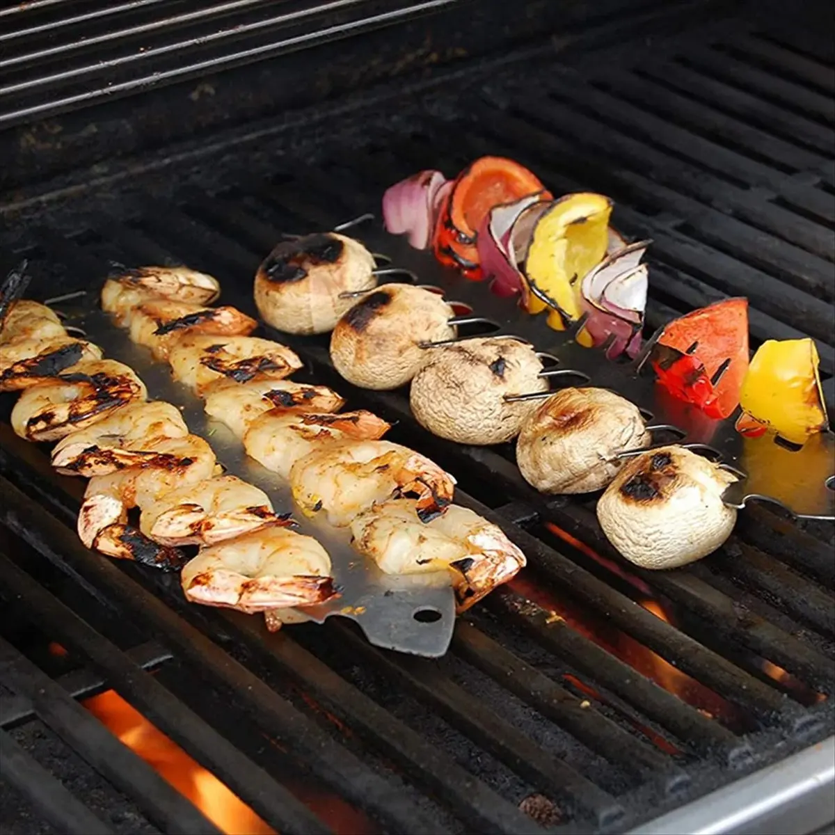 4pcs Stainless Steel Barbecue Skewers Fish Bone Skewers Meat-Piercing Tool BBQ Utensils Grill Accessories