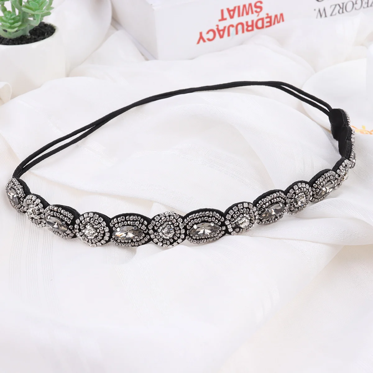 

6pcs Rhinestone Hair Accessories Set Elastic Shiny Headbands for Women Bride Party Hairstyle DIY Thin Thick Hair