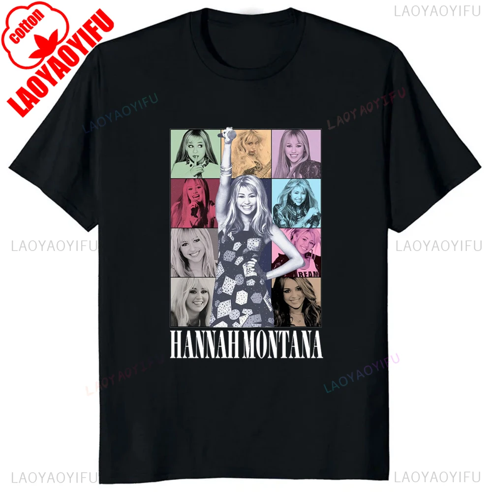 Retro Hannah Montana Cotton TShirt Fashion Casual Streetwear Hip Hop Rap Style Women T Shirt Y2k Harajuku Short Sleeve Man Tees