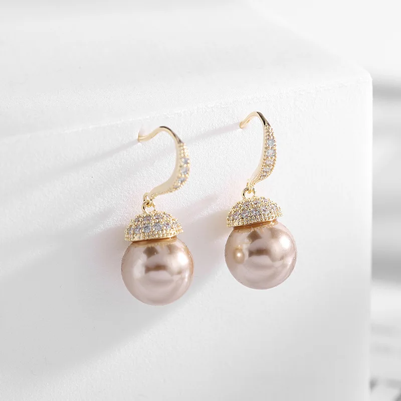 

Minimalist Pearl Earrings, Stylish And Stylish New Zircon Vintage Earrings, Personalized Circle Earhooks, Small Jewelry